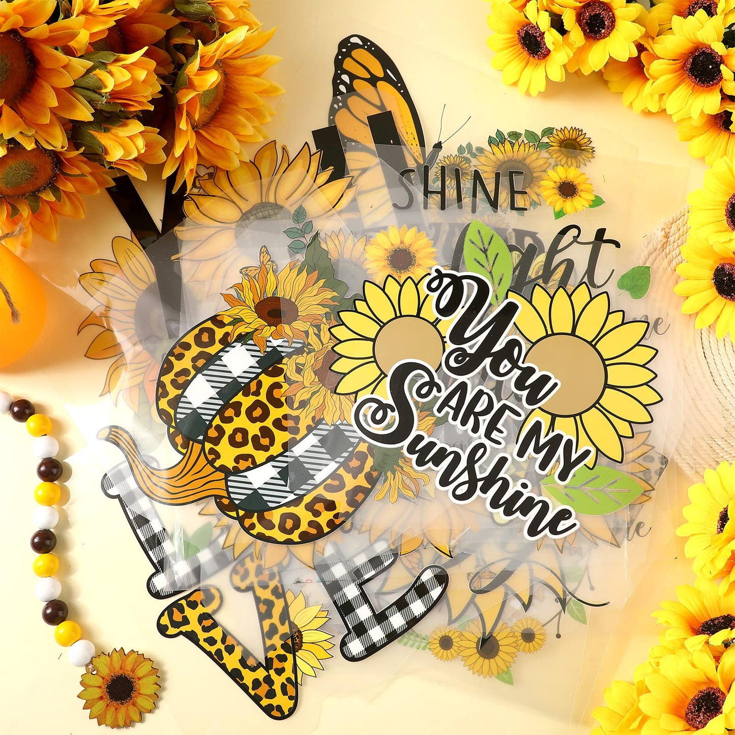 30 Pcs Sunflower Iron on Transfers Cute Patches Flower Appliques for T Shirts Spring Iron on Decals Heat Transfer Sticker for Clothes Bag Pillow Covers DIY Decorations