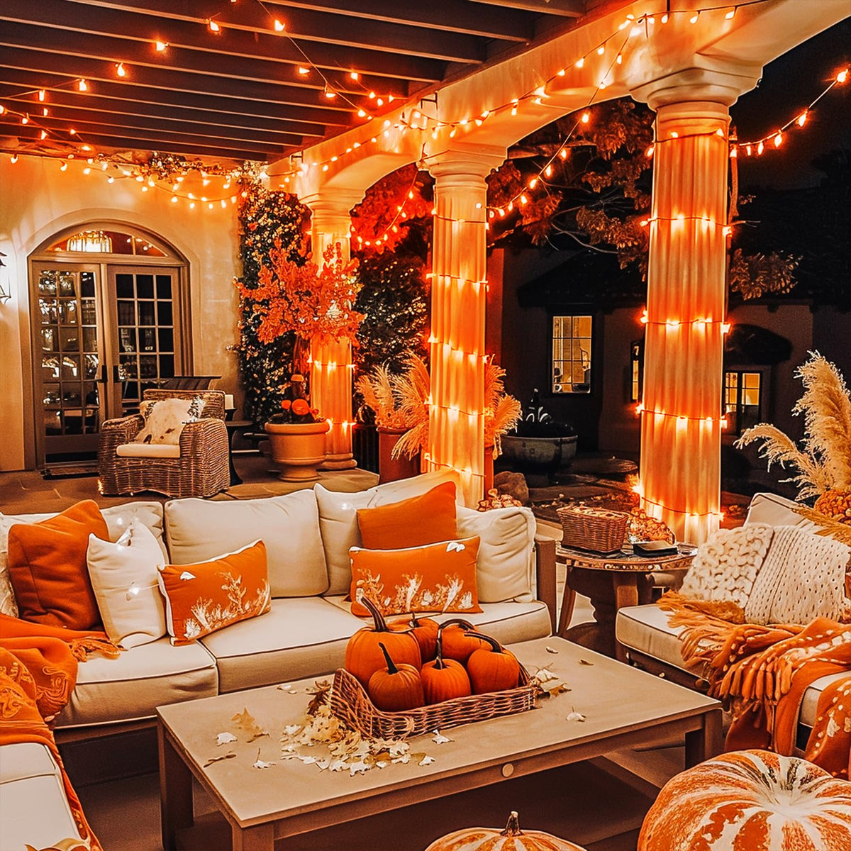 JMEXSUSS Orange String Lights for Halloween, 600 LED Fall Lights Outdoor