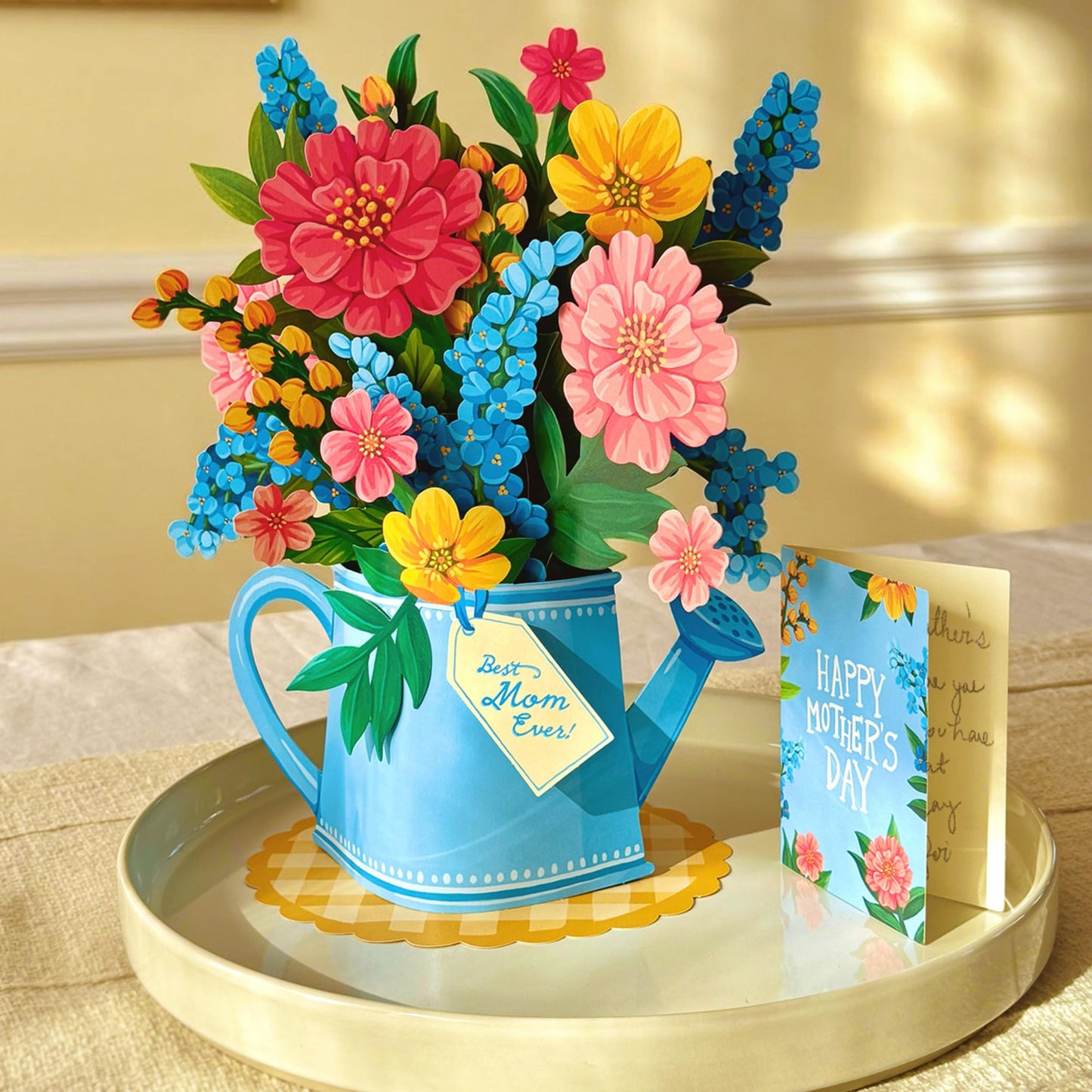 Freshcut Paper Mother's Day Sprinkle of Sunshine Pop Up Cards, 12 Inch Life Sized Forever Flower Bouquet 3D Popup Greeting Card, Birthday Card, Mother's Day Card, Blank Notecard & Envelope