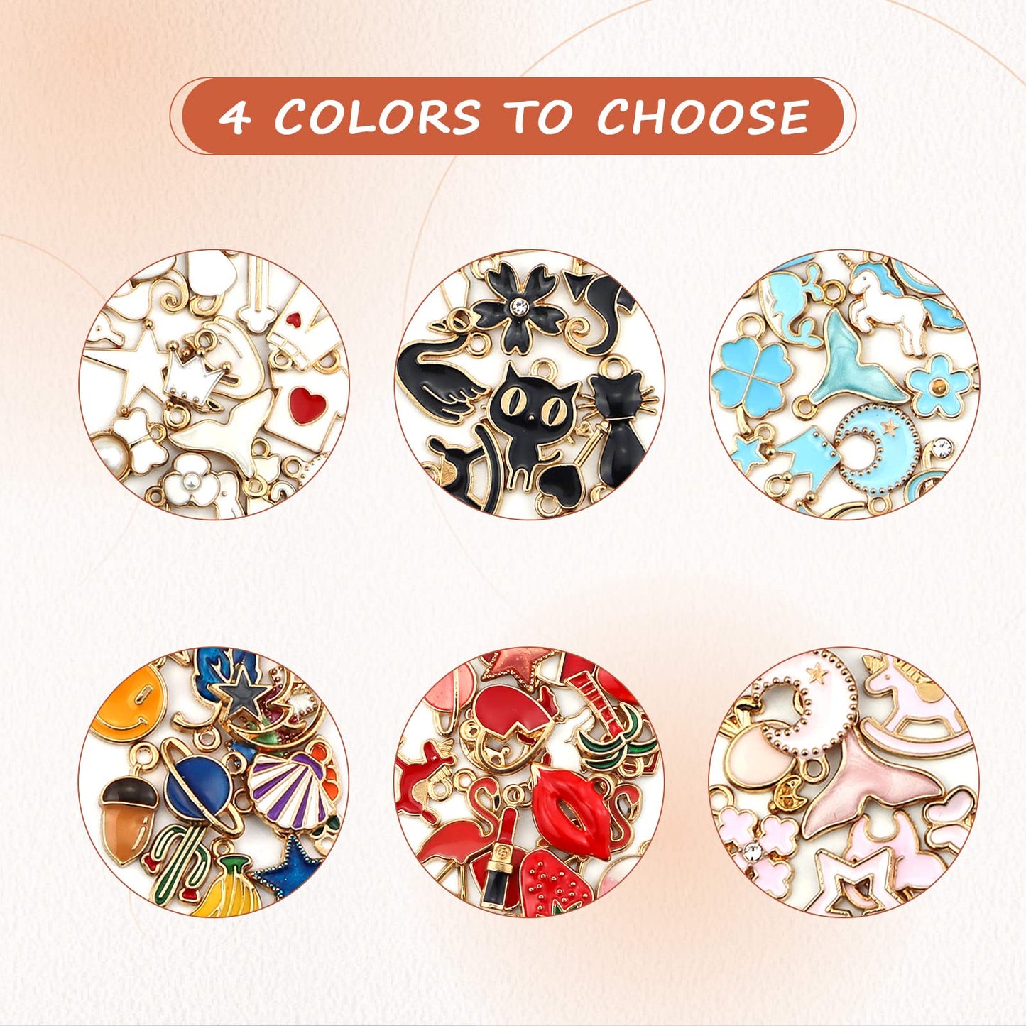 100PCS Gold Plated Enamel Charms Mixed Moon Star Fruit Animal Charm Colorful Pendant DIY for Necklace Bracelet Jewelry Making and Crafting