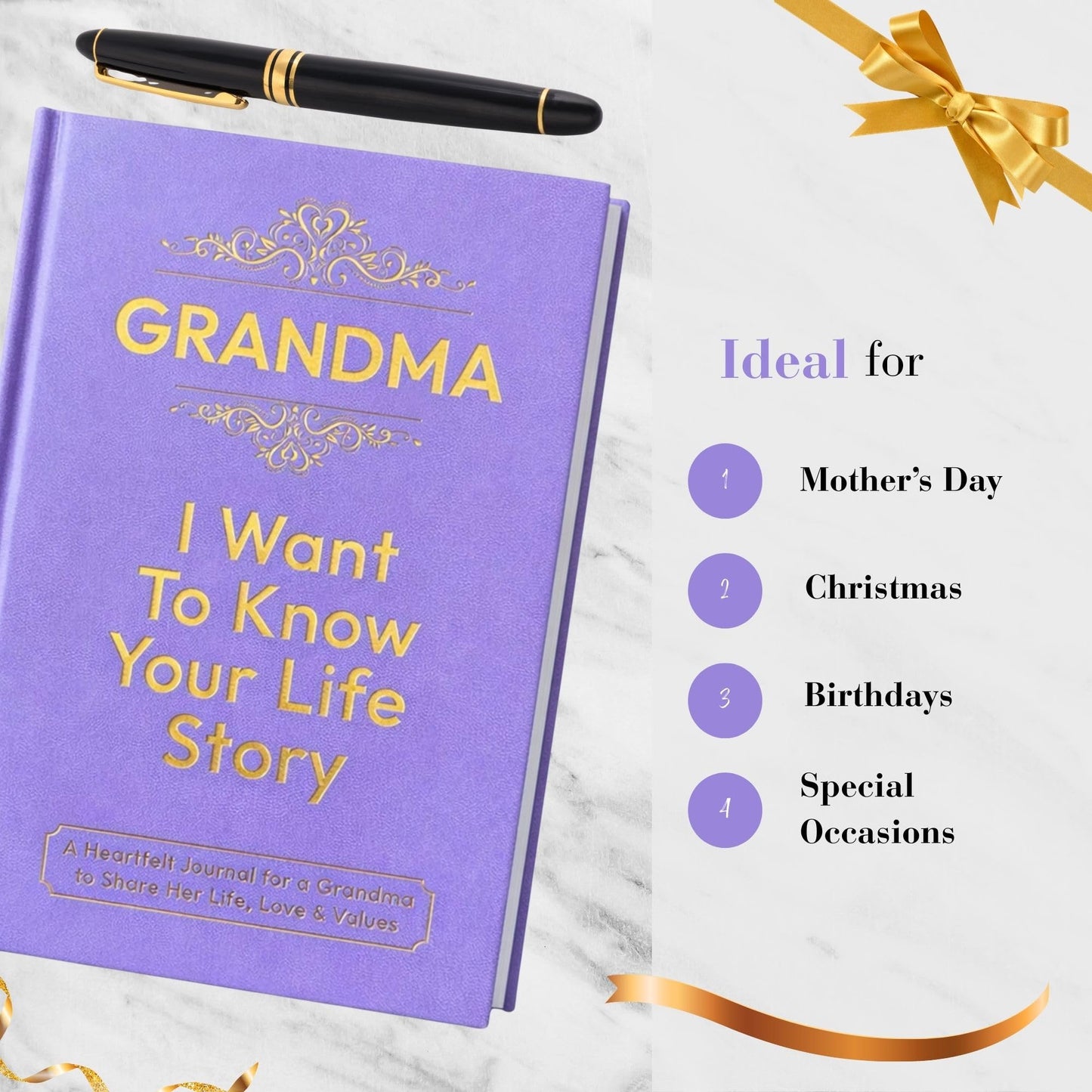 Grandma Gifts, I Want to Know Your Life Story Leather Journal (Hardcover): Keepsake Gift for Birthday, Mother's Day, and Christmas, A Meaningful Way for Grandma to Share Her Journey & Memories, Book Includes 300+ Prompt Questions