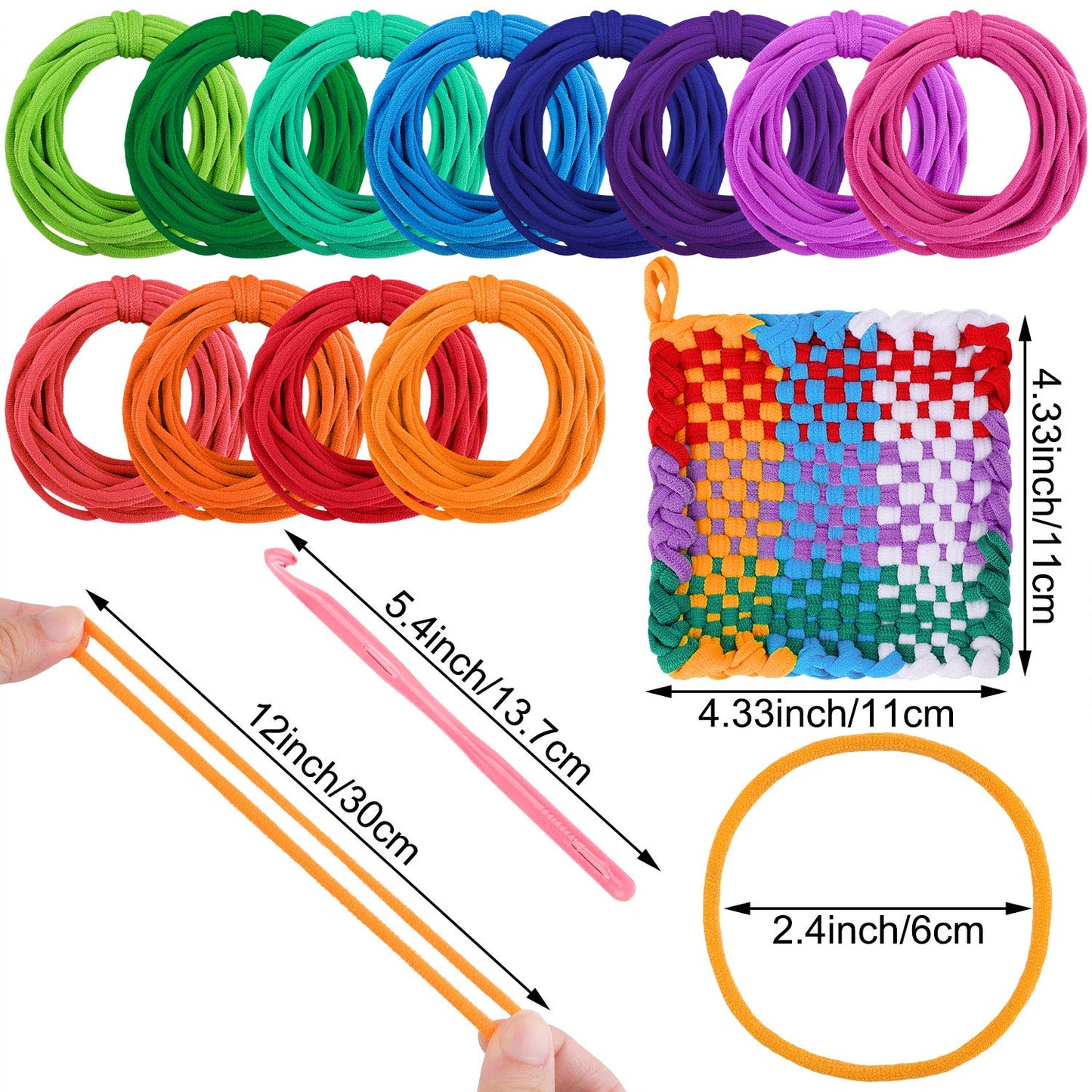 288 Pieces Loom Weaving Craft Loops Refill Elastic Potholder Loops with Multiple Colors for DIY Crafts Supplies, Compatible with 7 Inch Weaving Loom