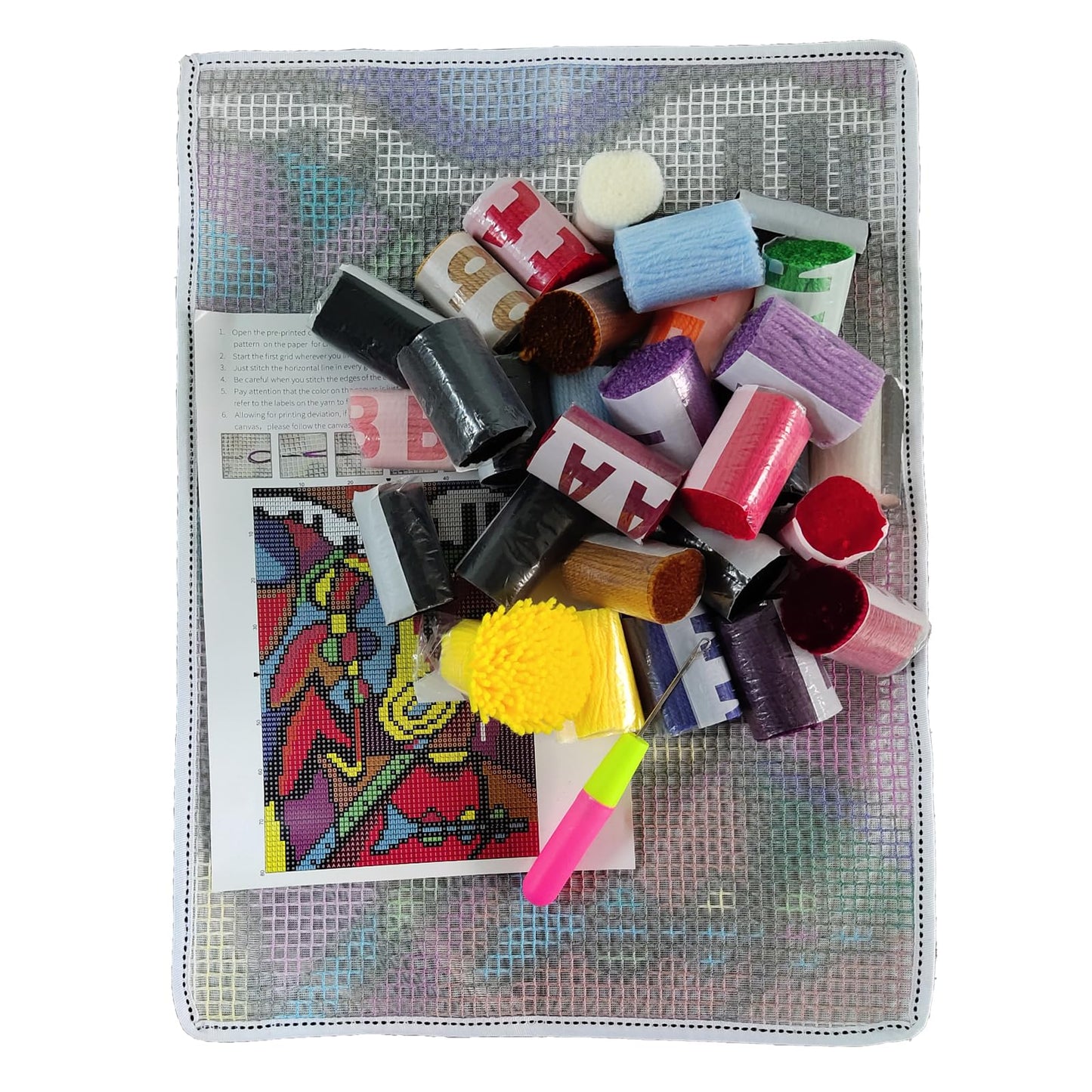 Music Latch Hook Kits Rug, DIY Christmas Latch Hook Kit for Adult Unfinished Crocheting Yarn Embroidery 20.5X15 Inch