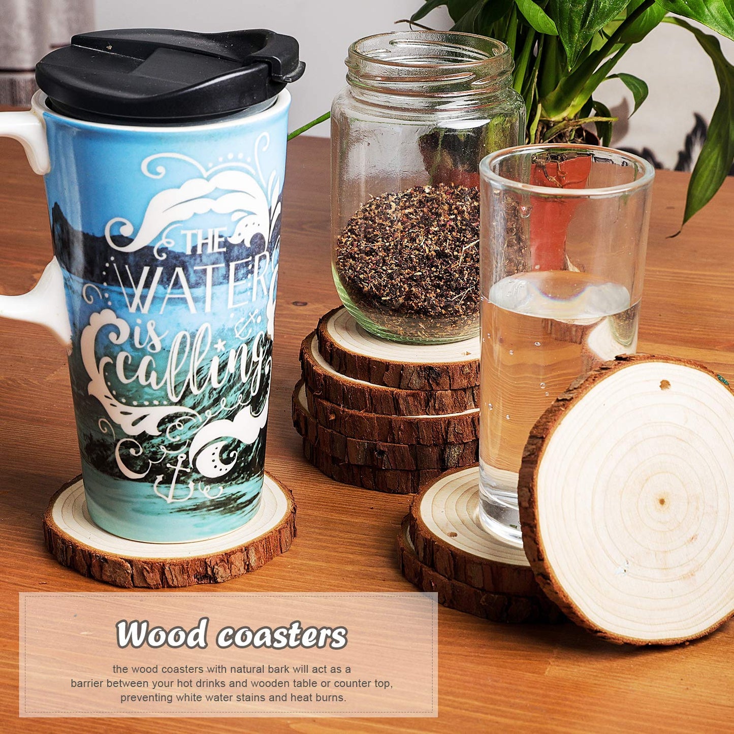 Natural Wood Slices - 30 Pcs 3.5-4 inches Craft Unfinished Wood kit Predrilled with Hole Wooden Circles for Arts Wood Slices Christmas Ornaments DIY Crafts