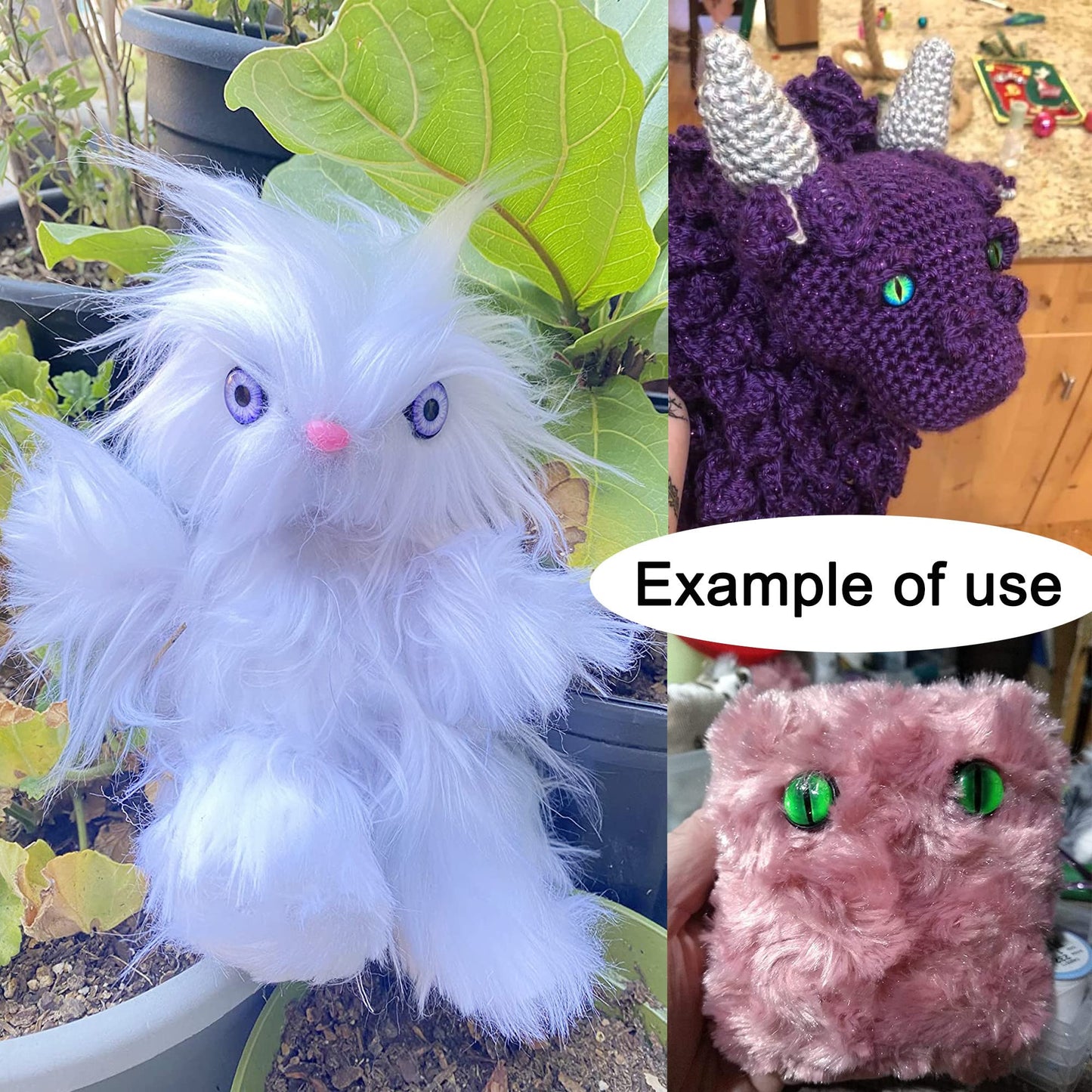 Julie Wang 20Pairs 10MM Dragon Safety Eye Plush Animal Crafts Making for Adult Artist Model Enthusiast Amigurumi Crochet Project DIY Supplies with Washer 0.39 inches