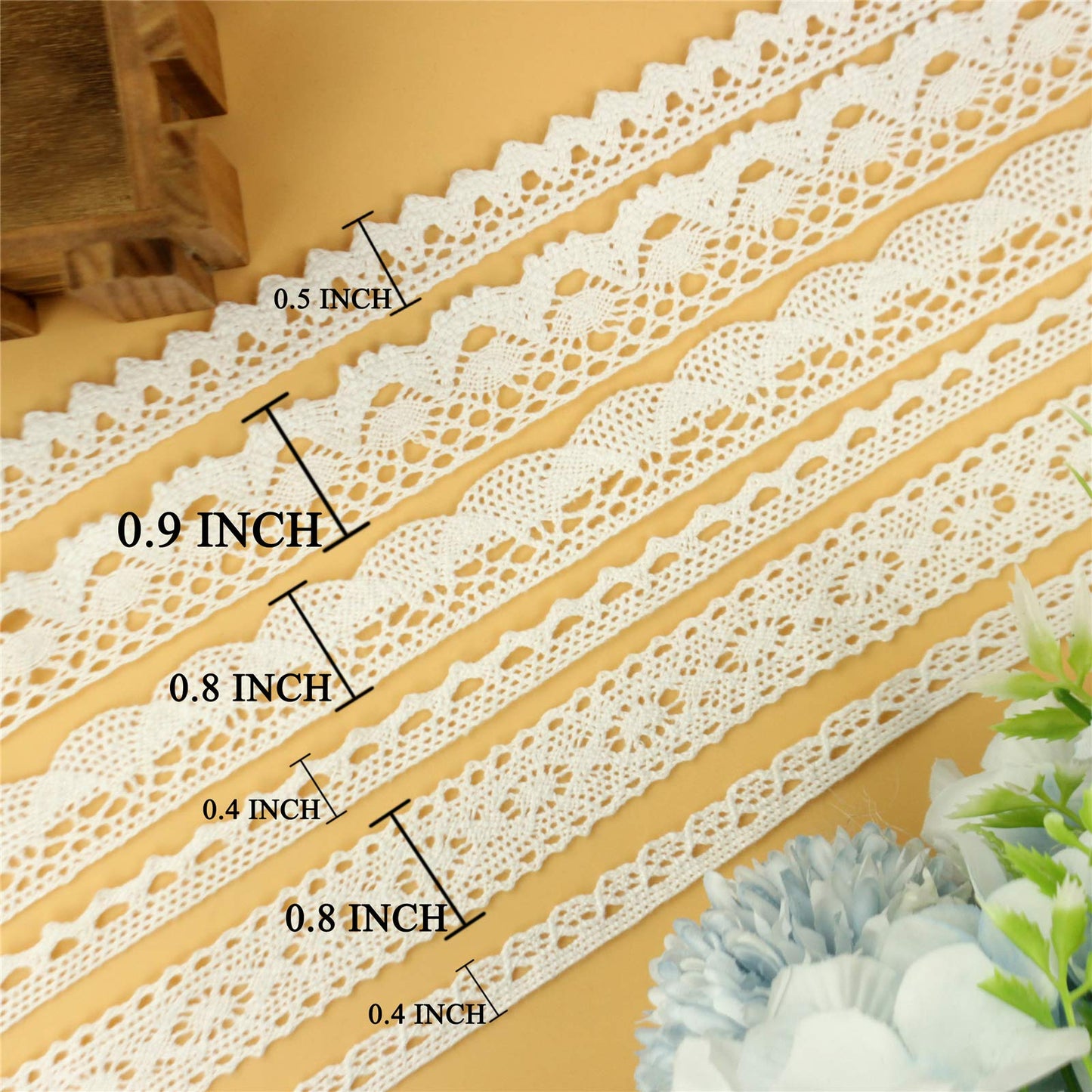 ZNZAKKA White Lace Ribbon Cotton Crochet Lace Trim Eyelet Lace Trim for Scrapbooking Dream Catcher Decorative Crafts Supply (30 Yards)