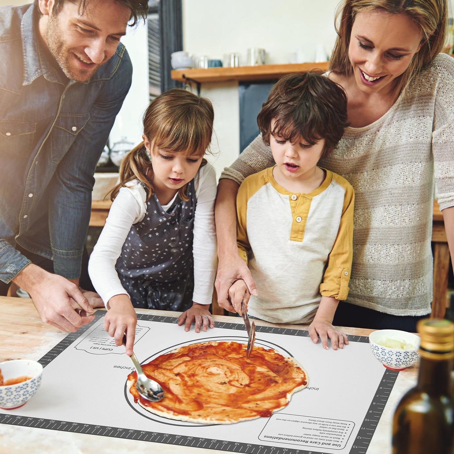Silicone Baking Mat Non Stick Pastrty Mat for Dough Rolling Mat for Making Cookies, Macarons,Bread,Cake and Candy Reusable Kitchen Counter Mat Fondant Mat Oven Mat Placemat Baking Supplies Tools