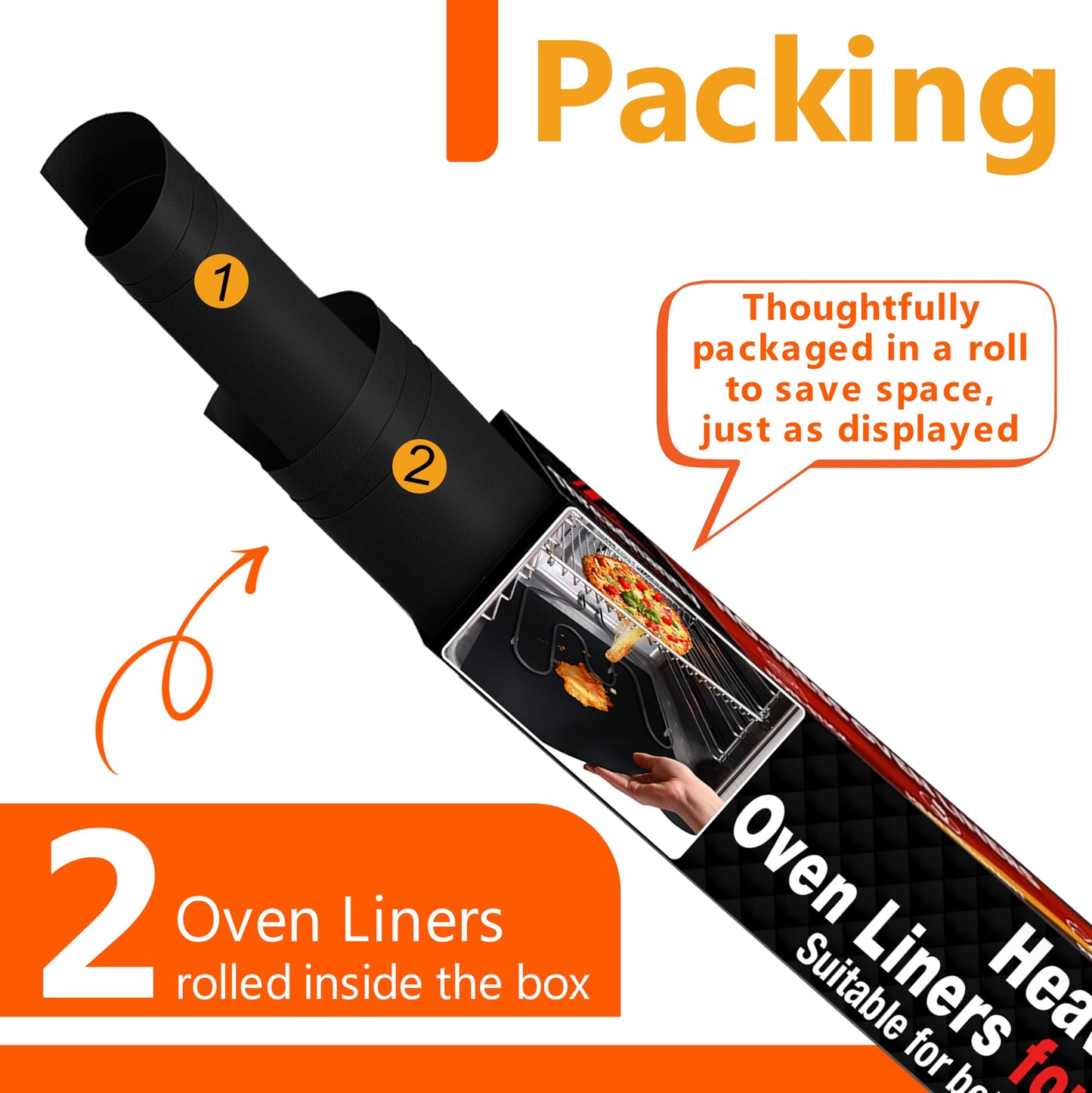 Oven Liners for Bottom of Oven - Thick Heavy Duty 17ā x 25ā 2 Pack Non-Stick Reusable Mats - BPA & PFOA Free Protector for Electric, Gas, Microwave & BBQ Grill Liner - Easy Clean & Heat Resistant