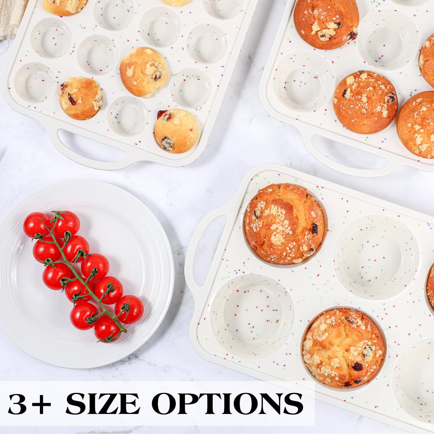 AOTASO silicone muffin pan for baking with metal frame (Cream, Jumbo:6-Cup x 2 Pcs)