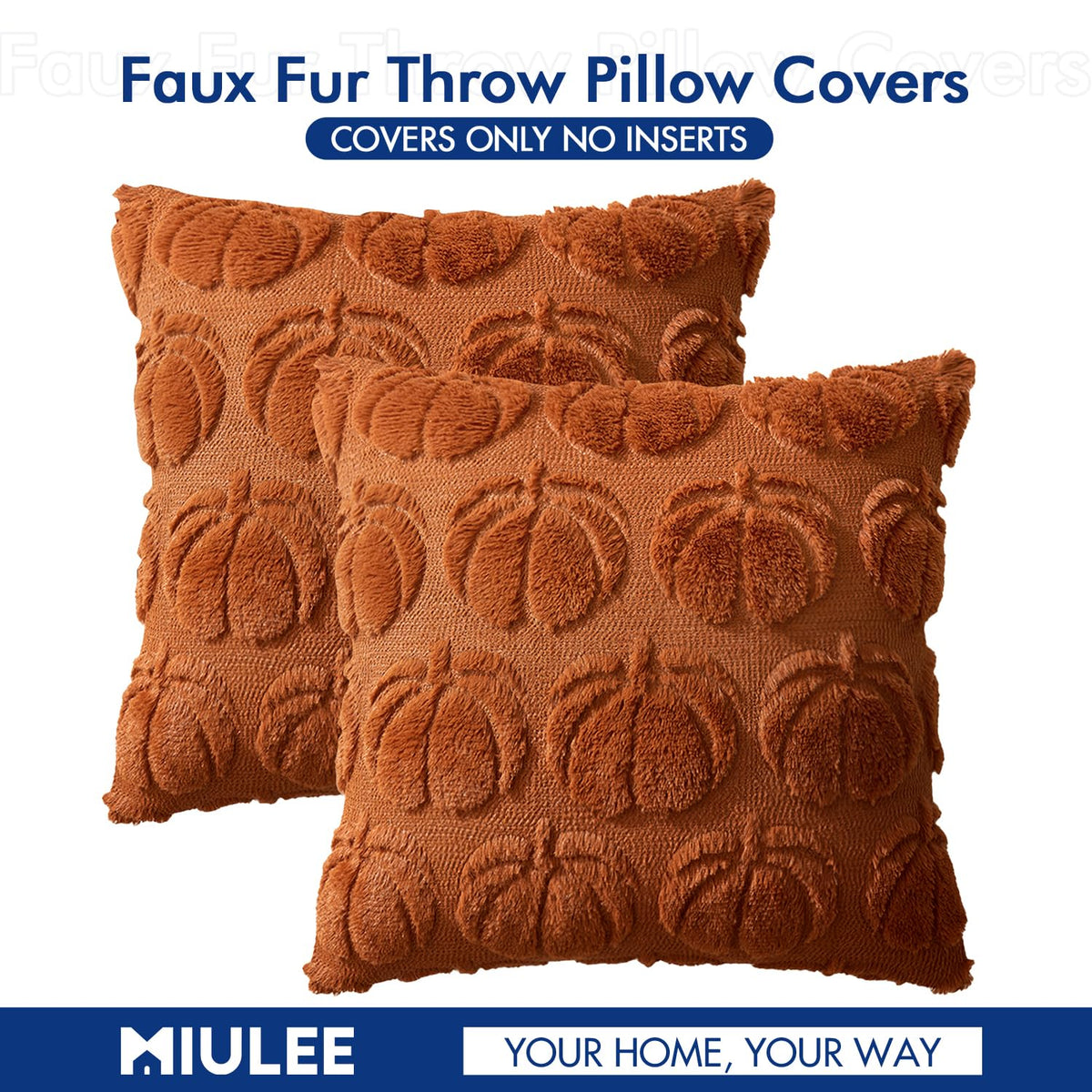 MIULEE Fall Pillow Covers Pumpkin Fall Decor 18x18 Dark Rust