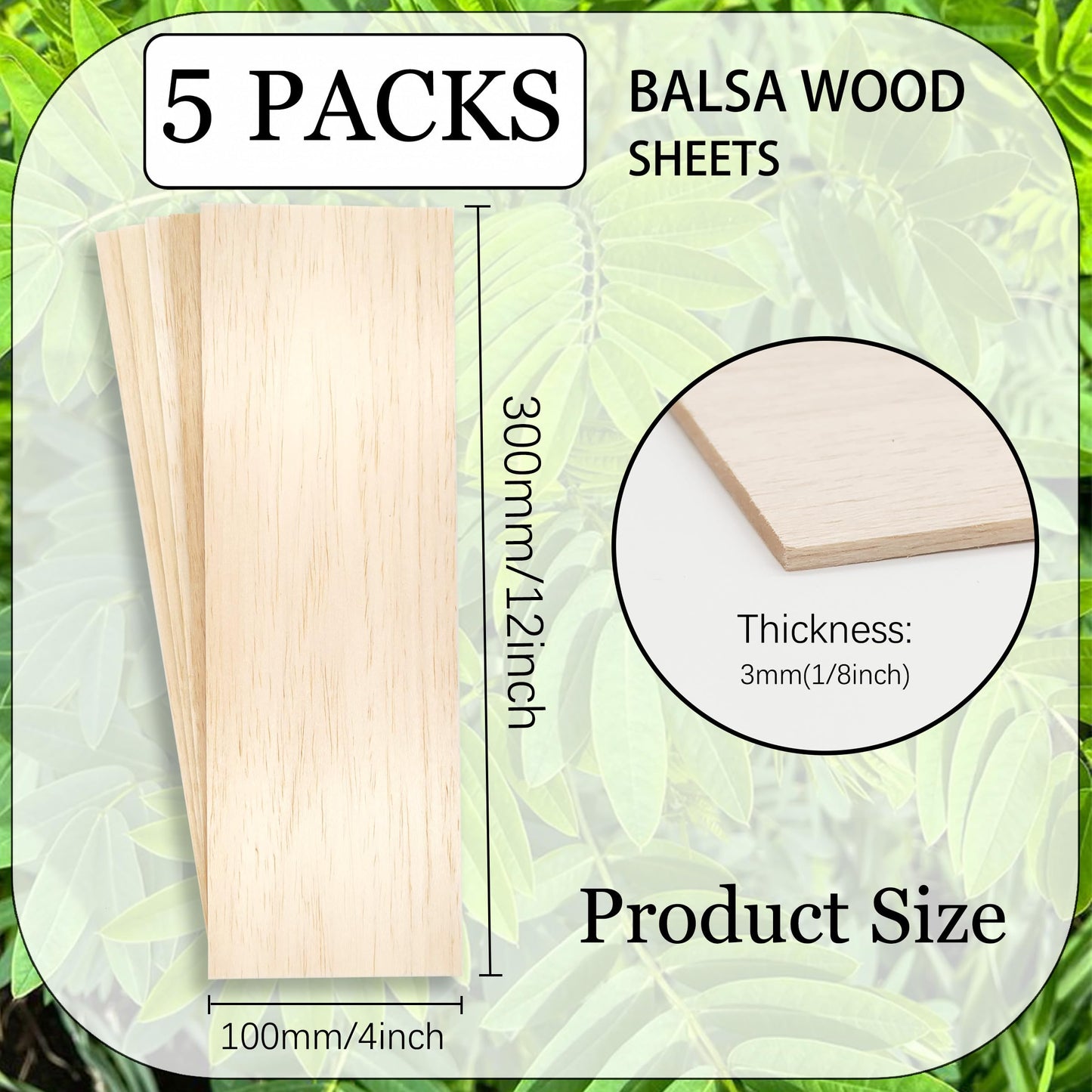 Wood Sheets for Crafts and DIY Projects, 12 x 4 x 1/8 Inches Unfinished Pack of 5 (12 x 4 x 1/8 Inch(5 Pack))