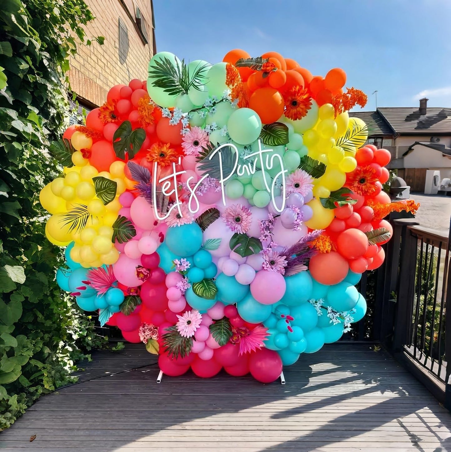 Lukiituke Tropical Balloon Arch Kit, 134Pcs Summer Balloons, 4Sizes Hot Pink Yellow Orange Lime Green Teal Rainbow Balloon for Summer Hawaiian Birthday Pool Party Decorations