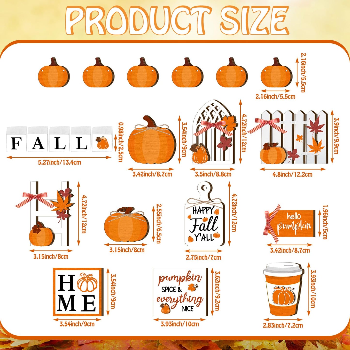 Set of 15 Fall Tiered Tray Decor Pumpkins Farmhouse Decor Autumn Maple Leaf Table Centerpieces Thanksgiving Harvest Wood Blocks Signs for Home Decor(Cute Style)