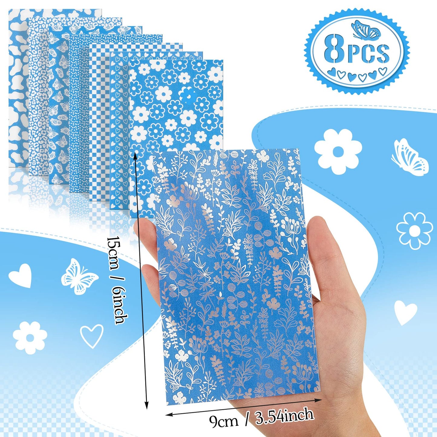 9 Pcs Silk Screen Stencil for Polymer Clay Texture Sheet Cutter Tool Reusable Silkscreen Print Kit with Scraper Self Adhesive Silk Screen Printing for Jewelry Earring Making DIY Craft Supply (Flower)