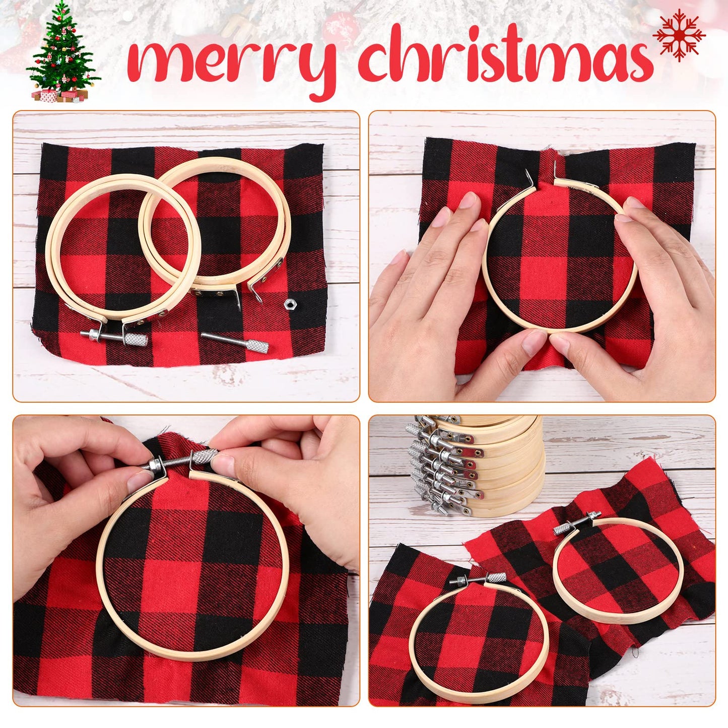 Embroidery Hoop Bulk Tiny Small Wooden Round Circle Cross Stitch Bamboo Sewing Hoop for Art Craft Handy Sewing Halloween Thanksgiving Day Christmas(48 Pcs)