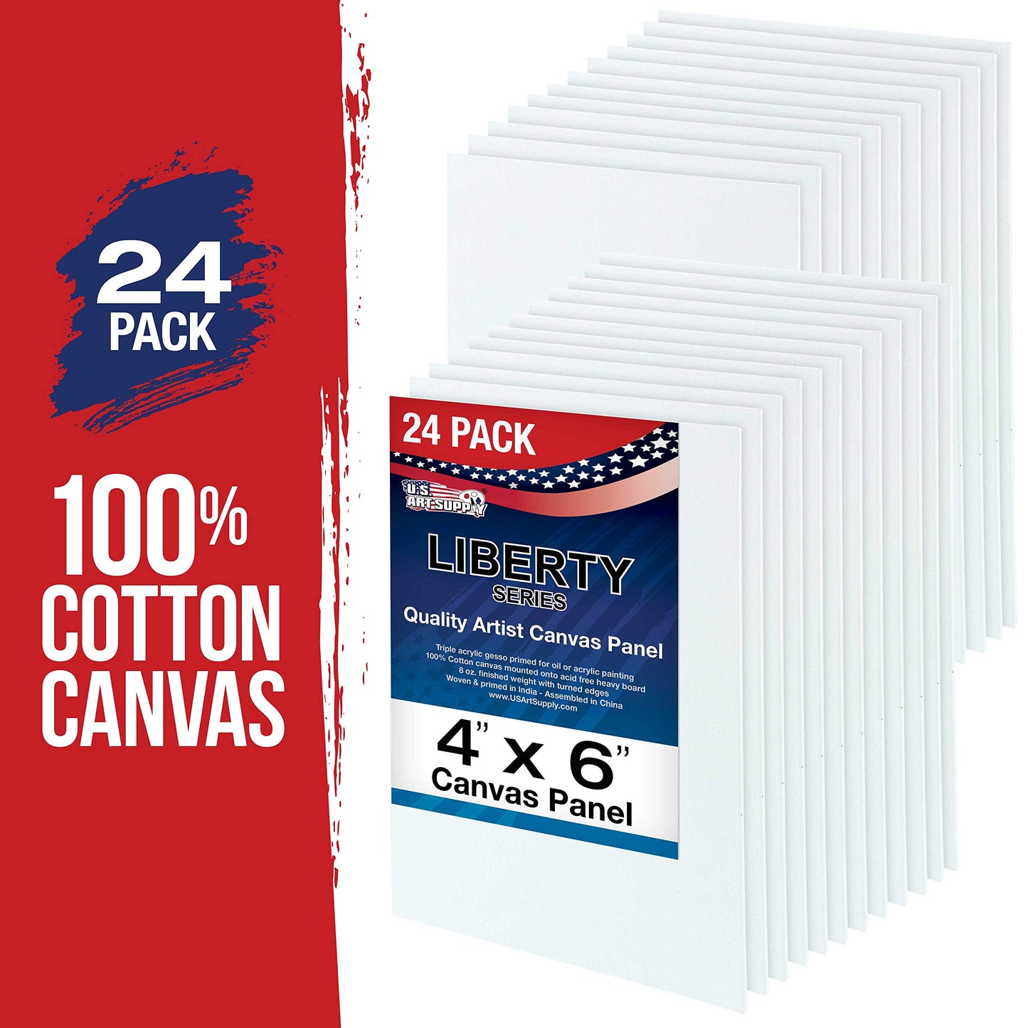 US Art Supply 4 X 6 inch Professional Artist Quality Acid Free Canvas Panel Boards for Painting 24-Pack (1 Full Case of 24 Single Canvas Board Panels)