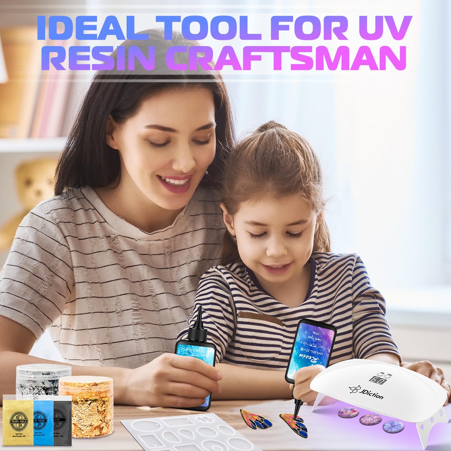 UV Light for Resin, Super Large UV Resin Light with LED Display Screen, Higher Power Lightweight Portable UV Lamp for UV Resin, Jewelry Making, Craft and Decoration