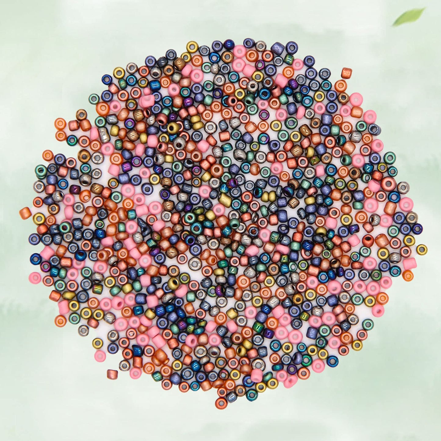 EuTengHao 8/0 Glass Seed Beads Kit, 3mm Metal Color Waist Beads, 24Colors Small Pony Beads with String for Bracelet Necklace Earring Jewelry Making (14405PCS, 600 Per Color)