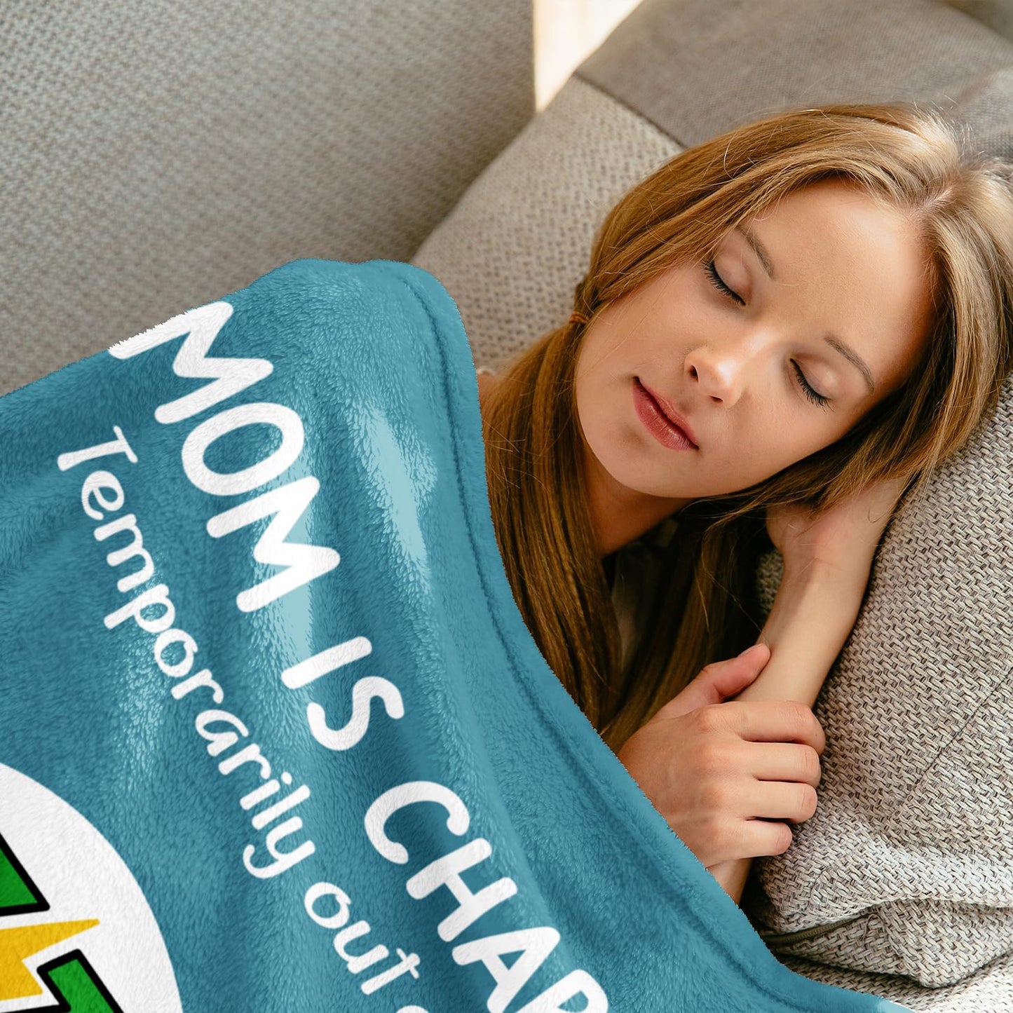 Craftique Funny Gifts for Mom Birthday Mother’s Day - Mom's Charging Blanket- New Mom Gifts for Women, Super Soft Blanket Throw for Napping Travel, 60”×50”
