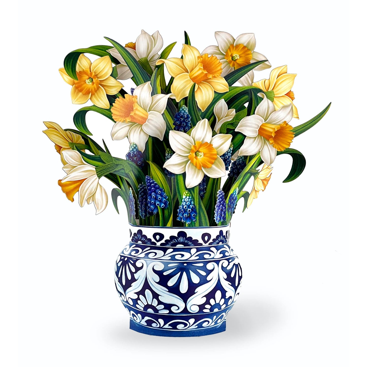 Freshcut Paper Pop Up Cards, English Daffodils, 12 Inch Life Sized Forever Flower Bouquet 3D Popup Greeting Card, Birthday Cards, Get Well Gifts, Blank Notecard & Envelope