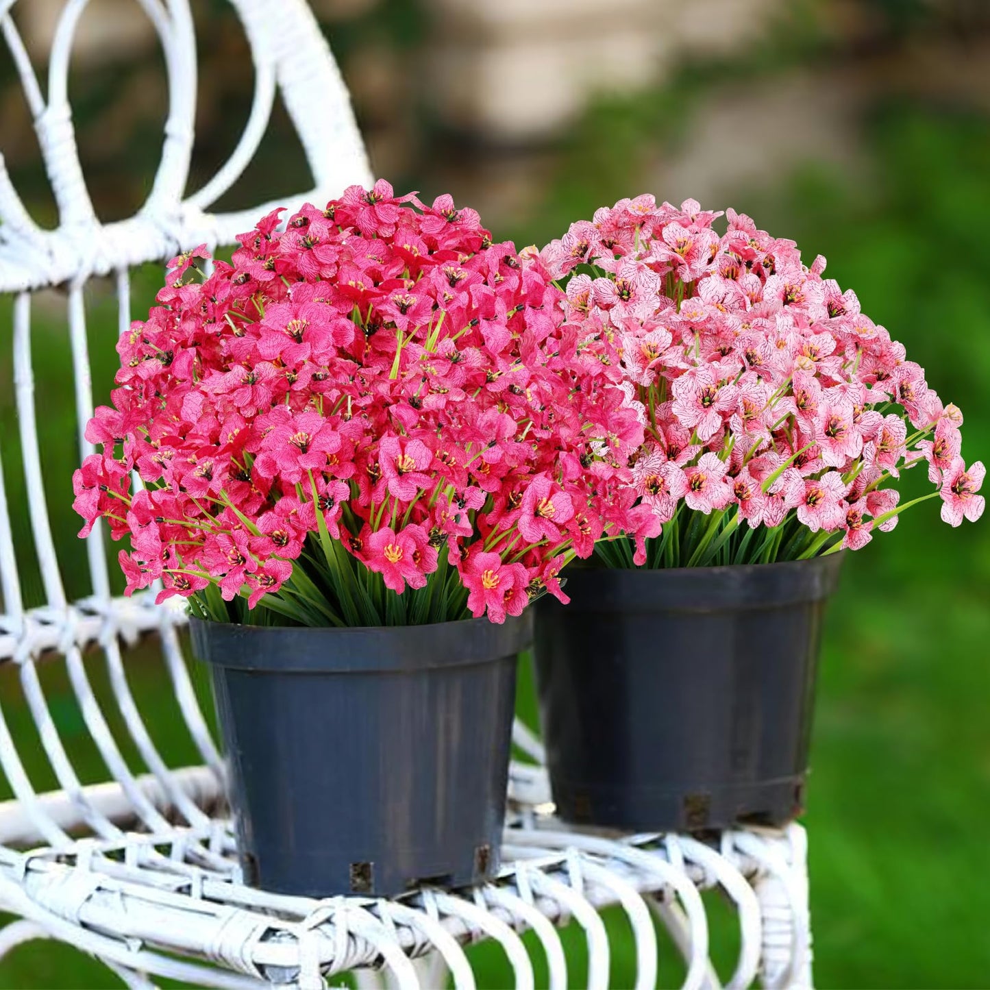 AGIRL 24 Bundles Artificial Flowers for Outdoor,No Fade Fake Plastic Flowers Faux Plants for Decoration Hanging Planters Indoor Outside Garden Porch Window Box Home Wedding Farmhouse