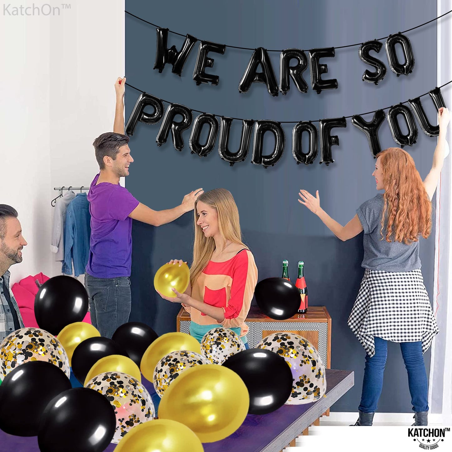 KatchOn, Black We Are So Proud of You Balloons - 16 Inch, Pack of 16 | Proud Of You Balloon for Graduation Decorations 2026, Graduation Balloons, 2026 Graduation Decorations
