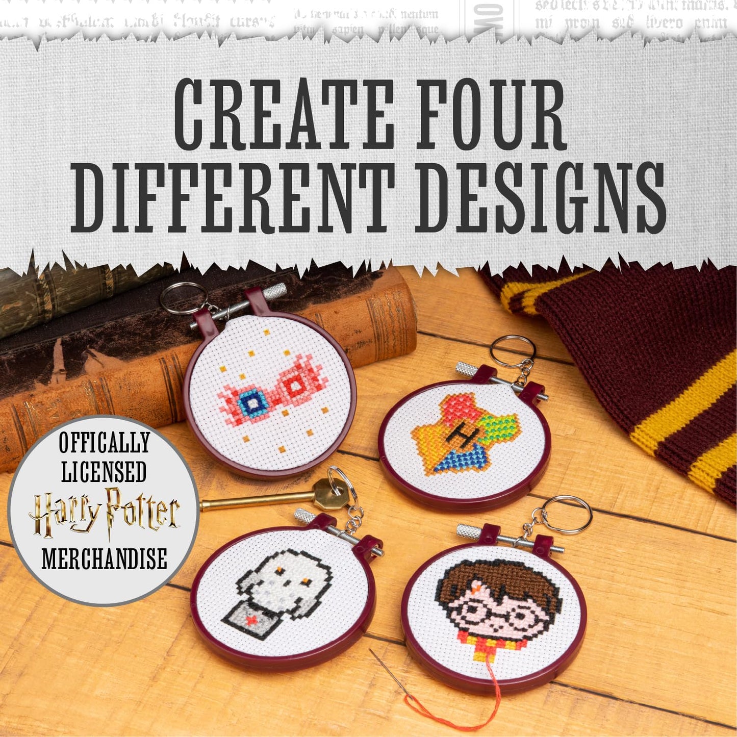 Paladone Harry Potter Stamped Cross Stitch, Embroidery Kit - Officially Licensed Wizarding World Merchandise, Easy Craft Activity for Movie Fans, Starter Kit for Needlework Beginners