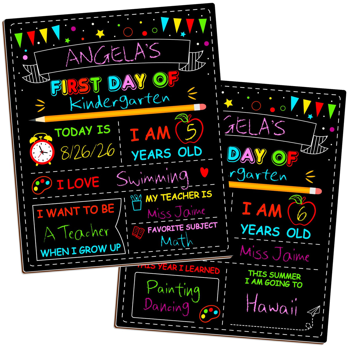 Double-Sided First Day of School Board, 12 × 10 Inches Back to School Sign