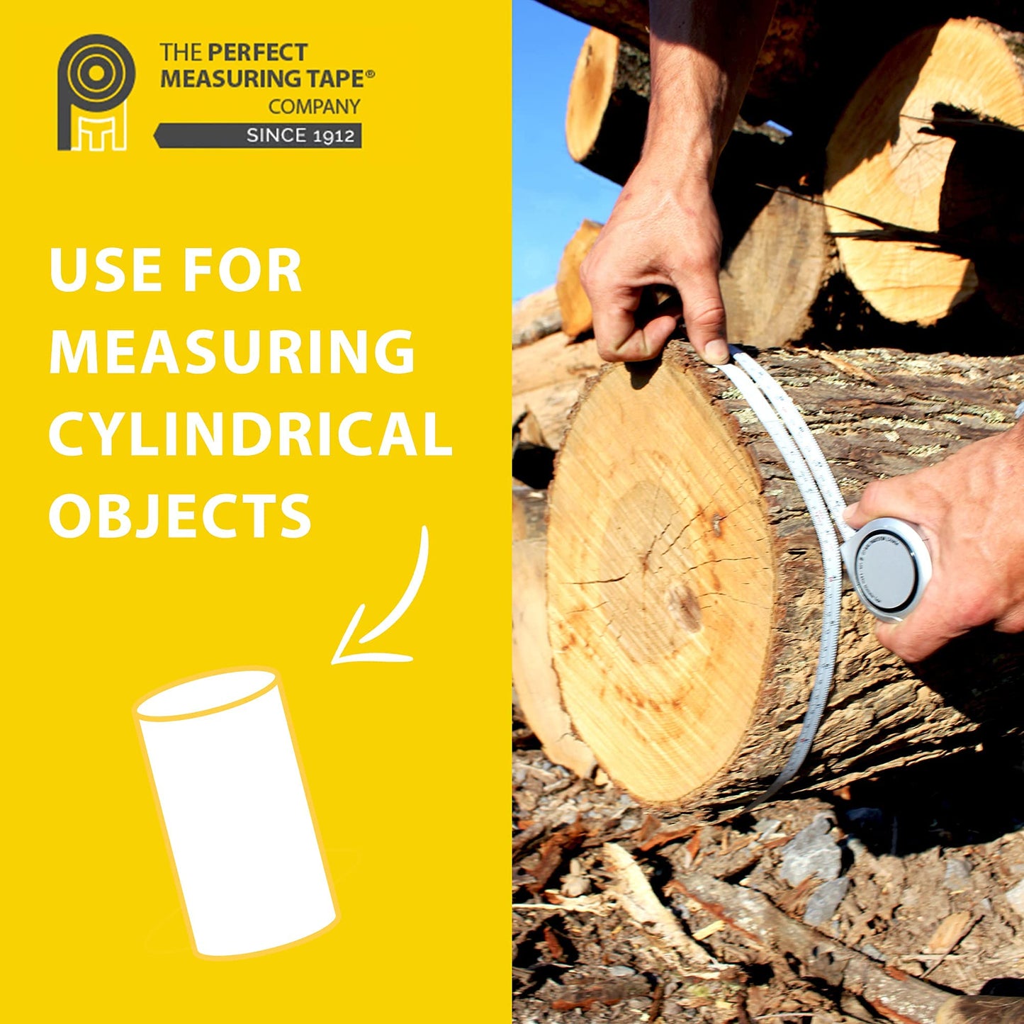 Perfect Pi Diameter Circumference Tape Measure - Imperial and Metric Tape Measure 1/2-inch by 12ft / 3.5m - Use for Measuring Cylindrical Objects - (Pipe Tape, Tree Tape) Model DCT121