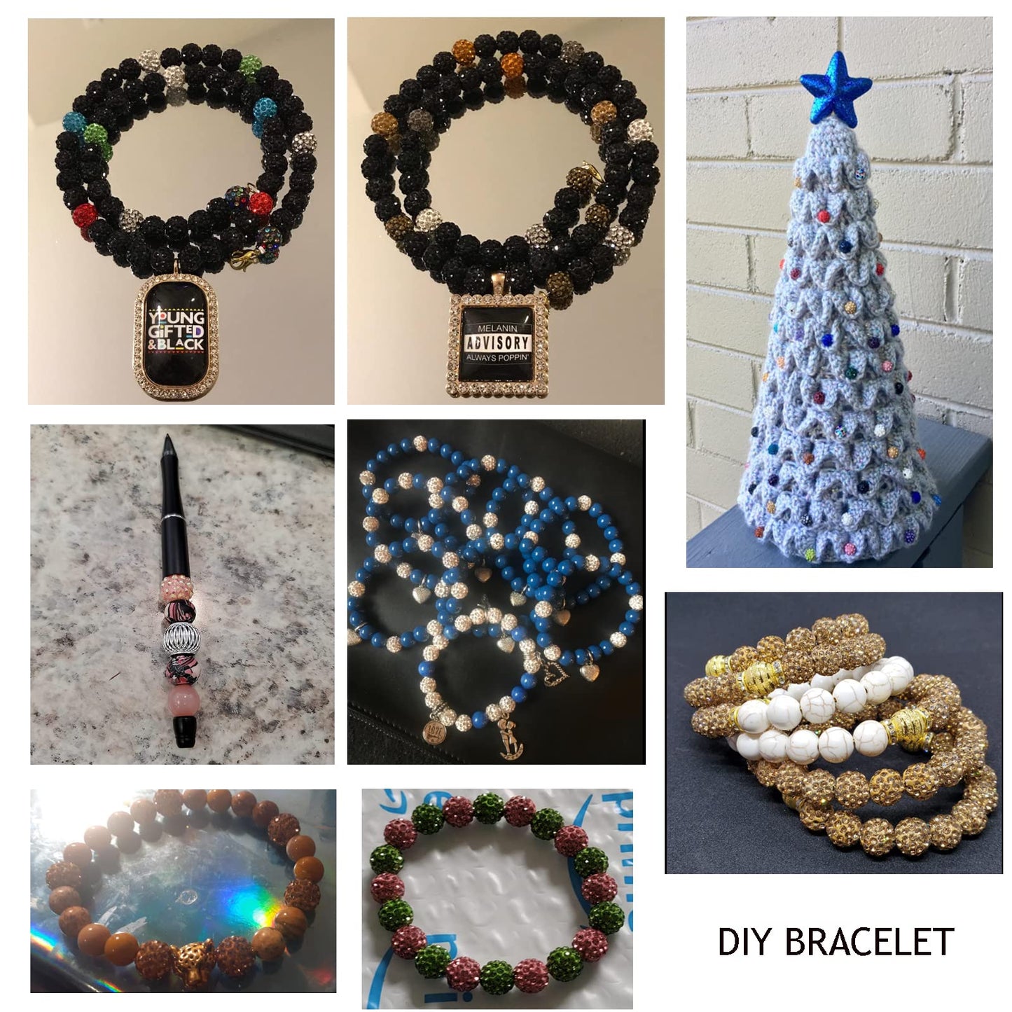 PH PandaHall 10mm Crystal Beads Rhinestones Beads 100pcs Pave Disco Ball Beads Mixed Color Polymer Clay Diamond Round Beads for Summer Bling Pen Bracelet Necklace Earring Jewelry Making Christmas