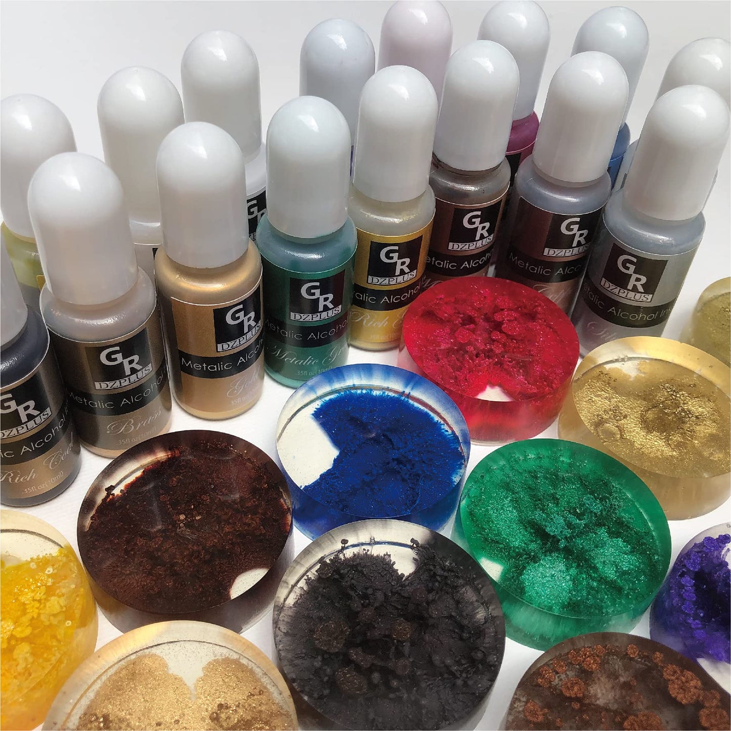Metallic Alcohol Ink Set -16 Metallic Colors Alcohol Based Ink for Resin Art, Fluid Art,Resin Craft,Resin Petri Dish,Alcohol Ink Paint for Yupo,Tumbler (Metallic 16 Color Set)