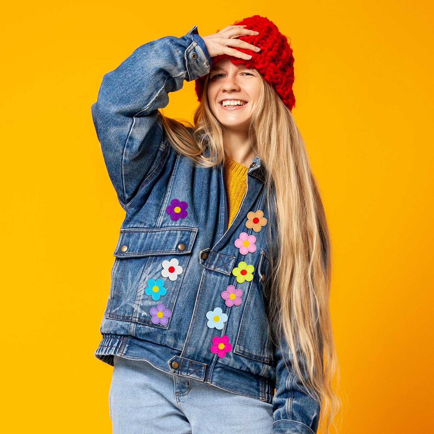 20 PCS Flower Iron on Patches, PAGOW 5 Petals Flower Applique Patch, Sew On Embroidered Applique Sewing Patches for Bags, Jackets, Jeans, Clothes DIY Patches, 2.04inchx2.04inch (W*H) 20 Colors