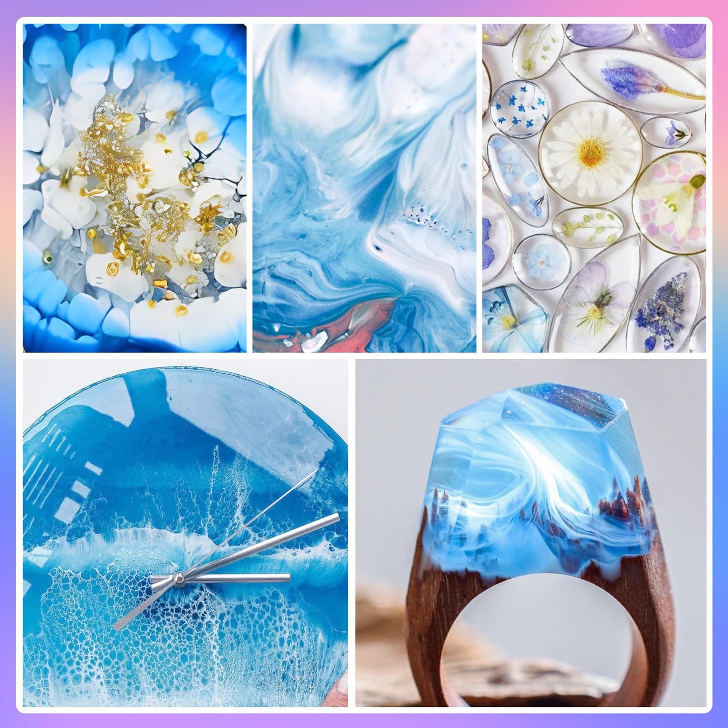 32OZ Epoxy Resin, Crystal Clear, No Yellowing & No Bubbles, Self-Leveling Coating & Casting Resin for Table Tops, Molds, DIY Projects – 1:1 Ratio (16OZ x 2)