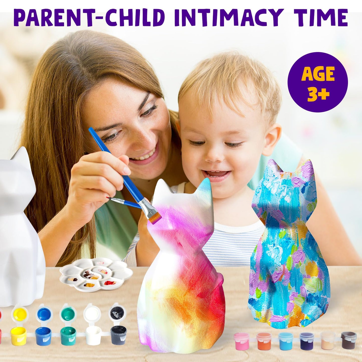 Goodyking Paint Your Own Cat Lamp Kit, DIY Cat Crafts Night Light, Painting Kit Arts & Crafts for Kids Ages 8-12, Art Supplies Birthday Easter Party Holiday Gift for Teens Girls Boys Age 3 4 5 6 7 8+