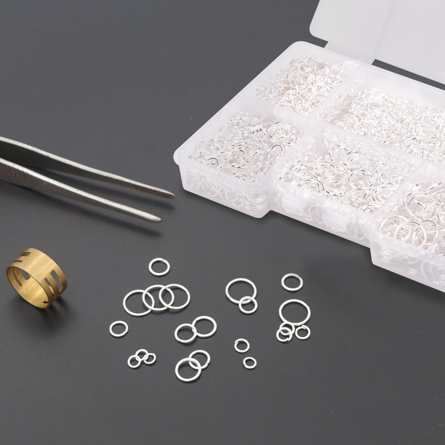 GMMA 1400 Pcs stainless steel jump rings for jewelry making 4mm 6mm 5mm 7mm 8mm 10mm necklace bracelet clasps jewelry making supplies for adults(Silver)