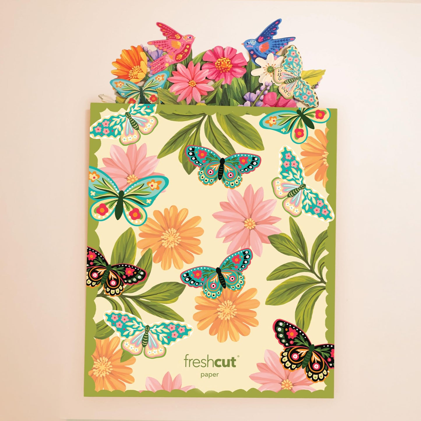 Freshcut Paper Pop Up Cards, Enchanted Garden, 12 Inch Life Sized Forever Flower Bouquet 3D Popup Greeting Card, Birthday Cards, Thank You Card, Blank Notecard & Envelope