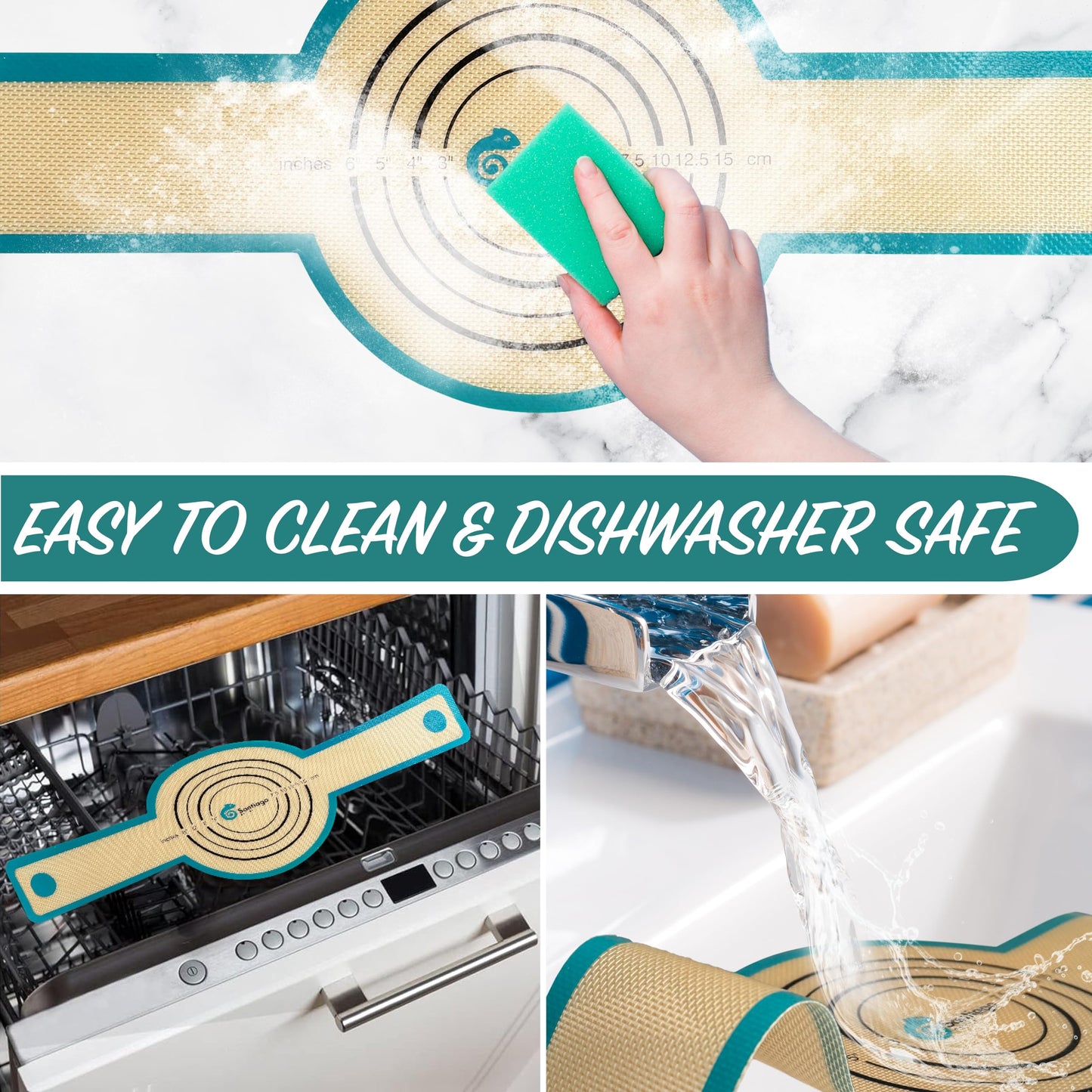 Santiago Design® | Silicone Bread Sling Dutch Oven 2PCS | Non-Stick & Easy Clean Reusable Silicone Bread Baking Mat | Bread Baking Sheet Liner for Transferable Dough | Extra Long Handles