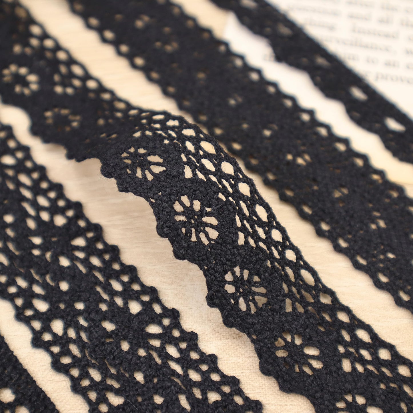 Black Lace Ribbon 15 Yards Cotton Lace Trim Crochet Sewing Lace for Crafts, Gift Wrapping, Decoration