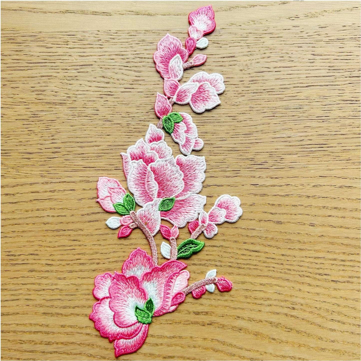 Large Pink Flower Patch, Sew On Embroidered Floral Patch for DIY Clothing, Jeans,Sewing Crafts
