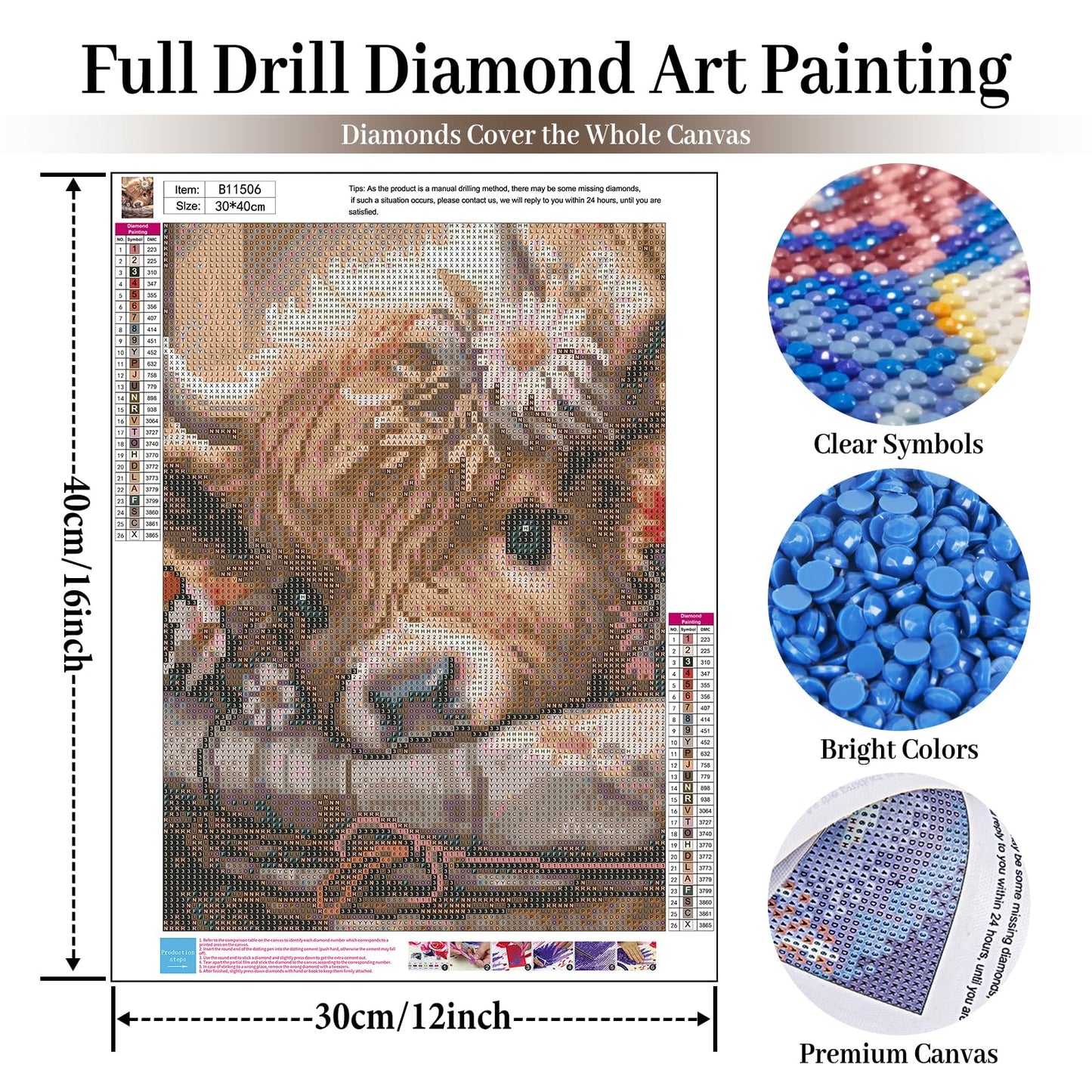 Cow Diamond Art Kits for Adults, Highland Cow Diamond Painting Kits for Adults Beginners, DIY 5D Diamond Painting with Round Gem Art Kits for Gift Home Wall Decor 12x16 Inch