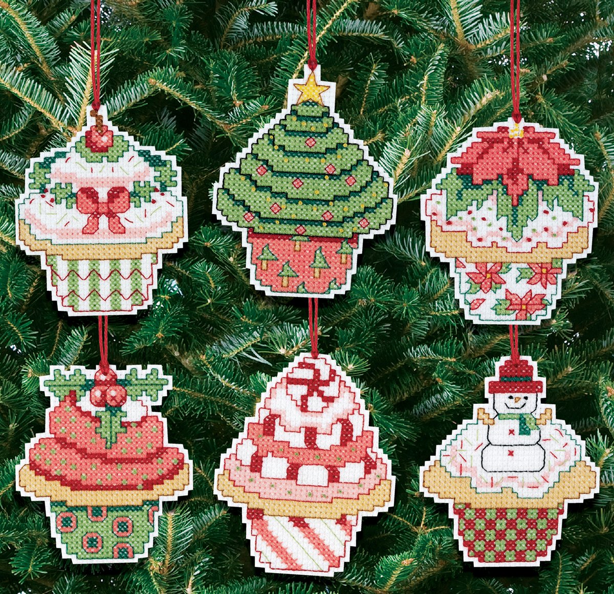 Christmas Cupcake Ornaments Counted Cross Stitch Kit