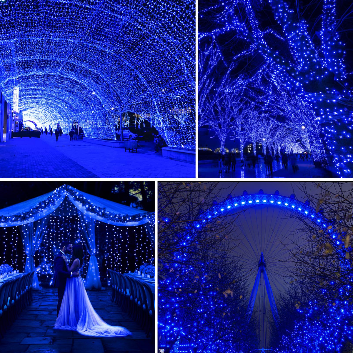 200 FT 500 LED Blue Christmas Lights Outdoor Fairy String Lights Plug in