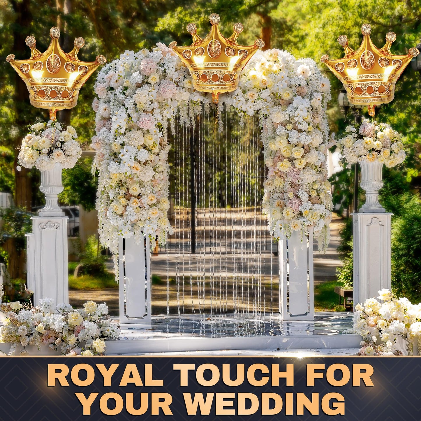 3 Pcs 38" Gold Crown Balloons – Large Gold Balloons with Royal Crown Shape, Reusable Aluminum Foil – Eye Catching Centerpiece for Princess Party Decor, Birthday Setup, Graduation and Photo Backdrop