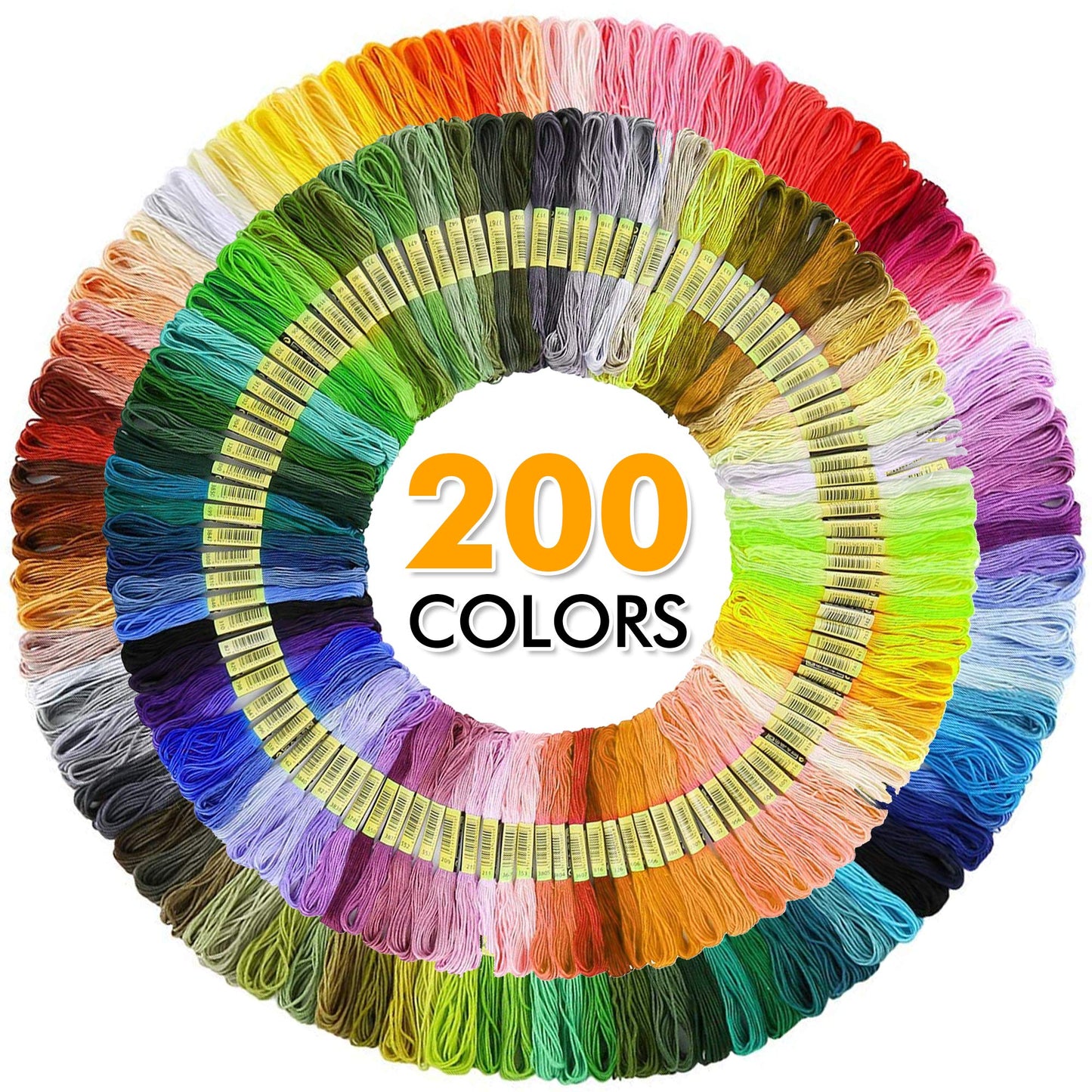 INSCRAFT 304 Pack Embroidery Kit, 200 Colors Threads, 5 Pcs Bamboo Embroidery Hoops, 2 Pcs Aida Cloth, Instructions, Bag and Cross Stitch Tools Set, Hand Embroidery Starter Kit for Beginners Adults