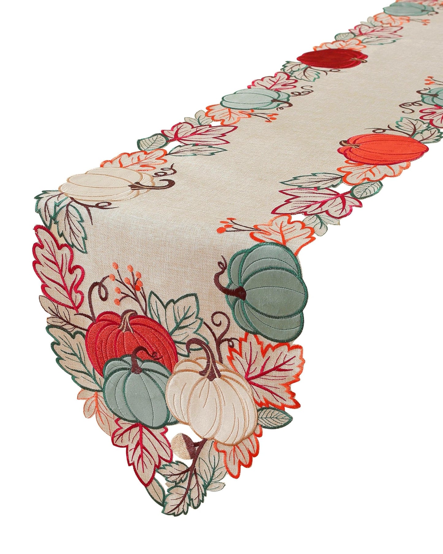 Thanksgiving Decorations Fall Table Runner with Embroidered Velvet Pumpkins Maple Leaf. Table Decor for Home Kitchen Dining Seasonal Harvest Party 36 Inches