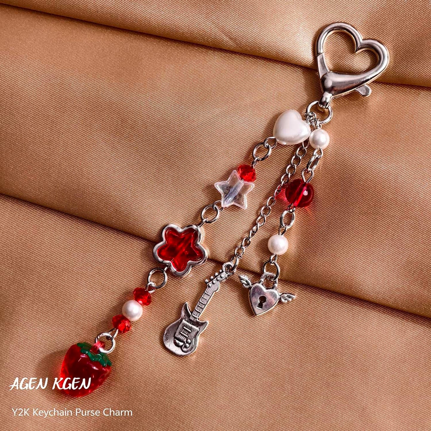 AGEN KGEN Novelty keychains Aesthetic Y2K Keychain Charms Stylish Keychains Accessories for Women Bag Purse Gifts (1x Red Strawberry)