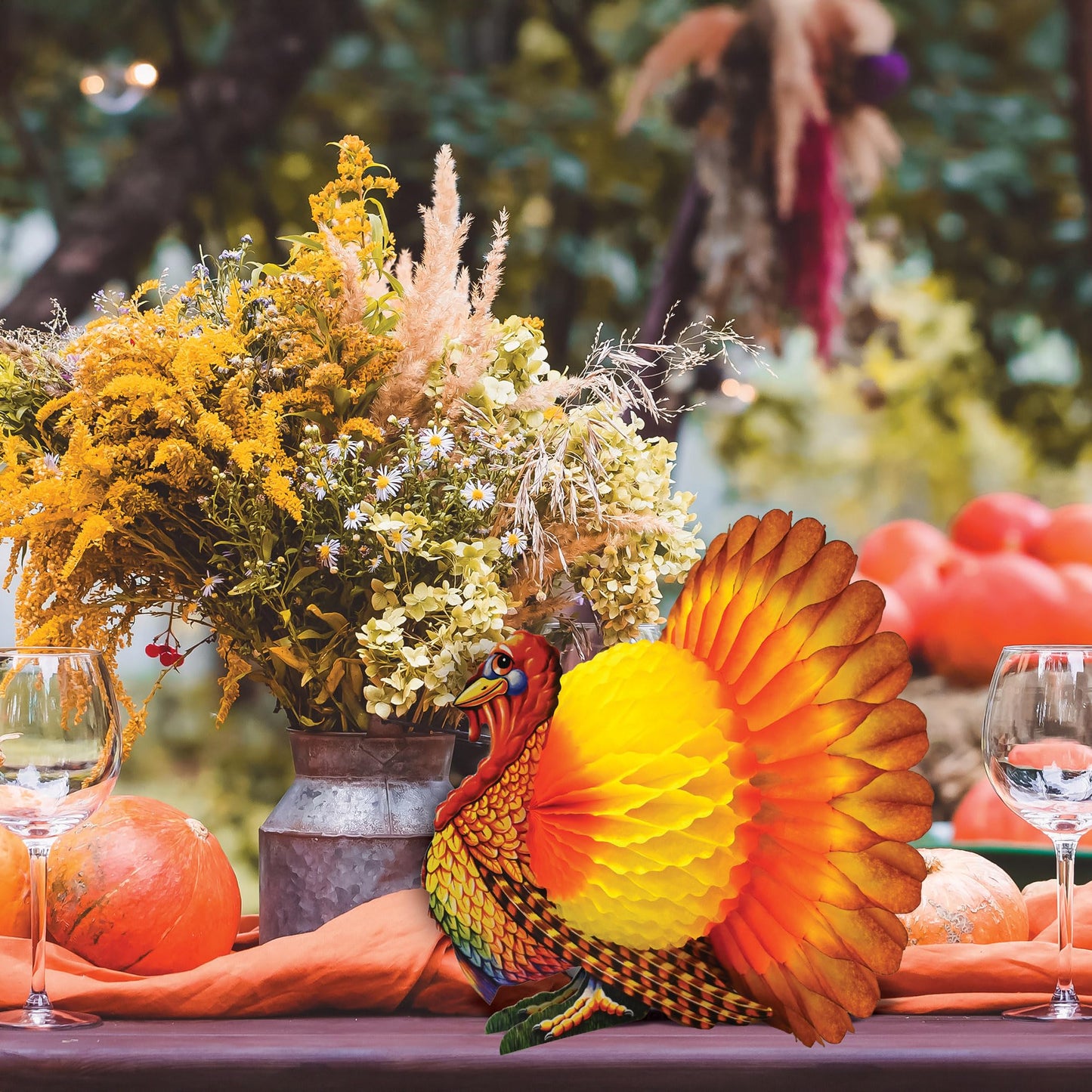 Beistle Colorful Tissue Turkey Centerpiece