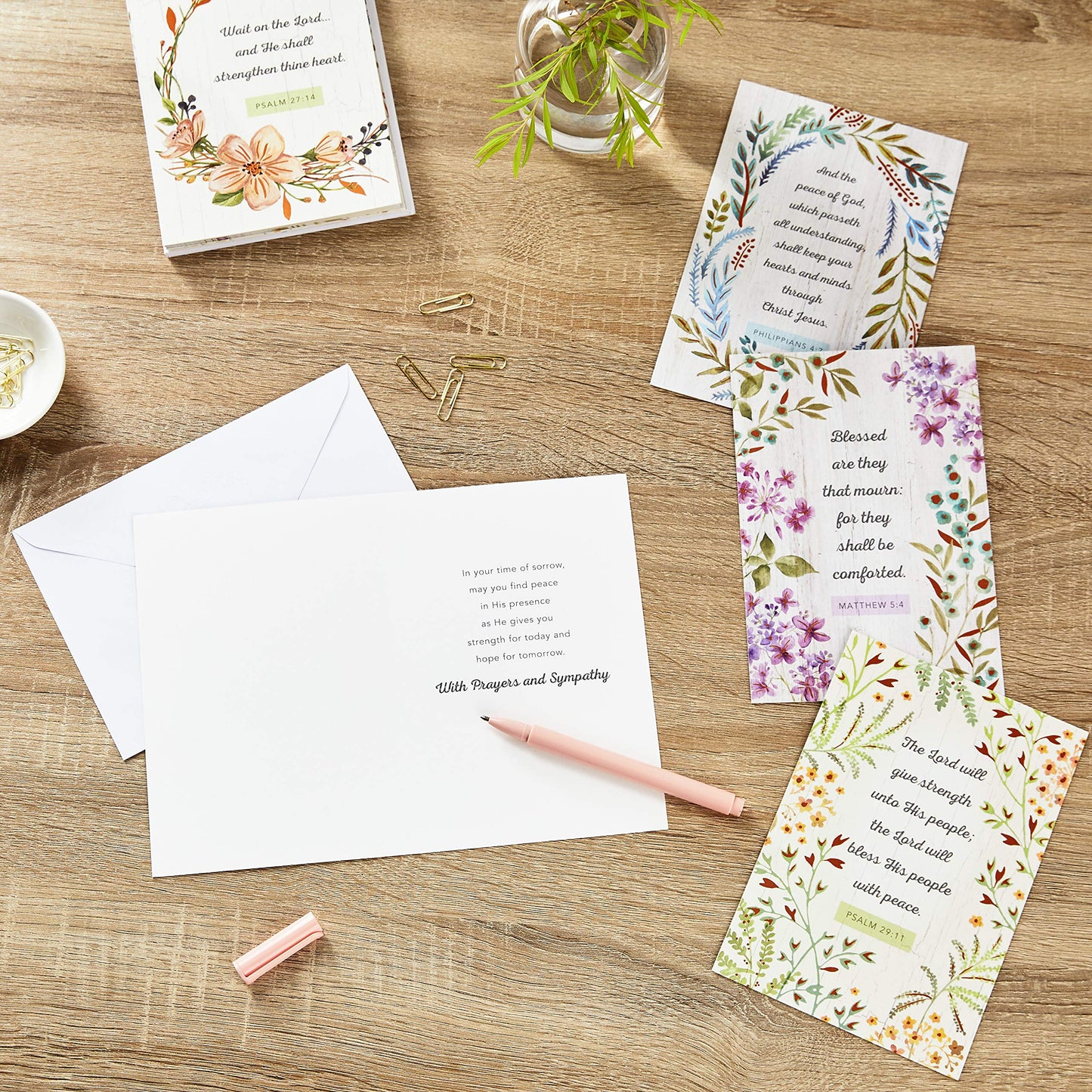Assorted Religious Sympathy Cards, Floral Wreaths (12 Cards with Envelopes)