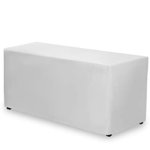 Gee Di Moda Fitted Tablecloth - 72 x 30 Inch White Fitted Table Cloth for 6 Foot Rectangle Table - Heavy Duty Washable Fabric - for 6 Ft Buffet Table Holiday Party Dinner Wedding & Trade Show