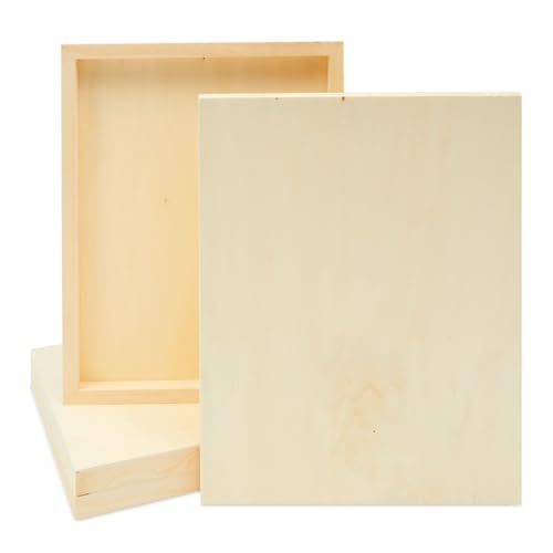 Unfinished Wood Panels for Painting, Blank Wooden Squares for Crafting, Art Pouring (11x14 In, 4 Pack)